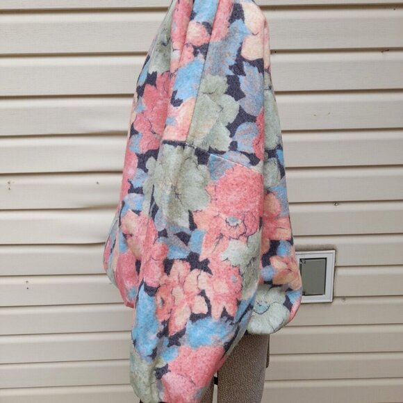 Vintage Bomber Jacket Floral Fleece Oversize 80s 90s Y2K Grunge - Picture 5 of 10